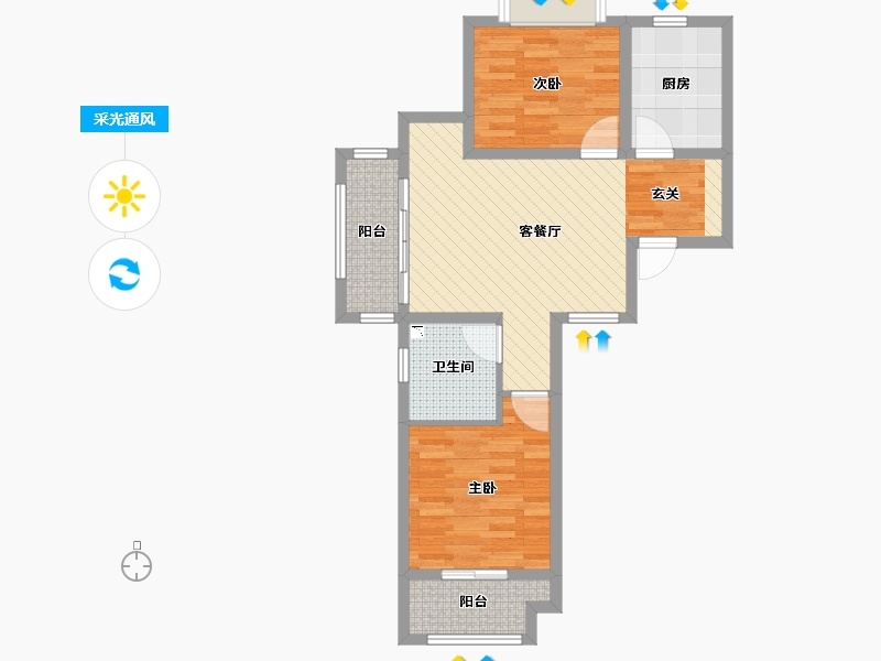 山东省-济南市-凤凰湖-65.60-户型库-采光通风