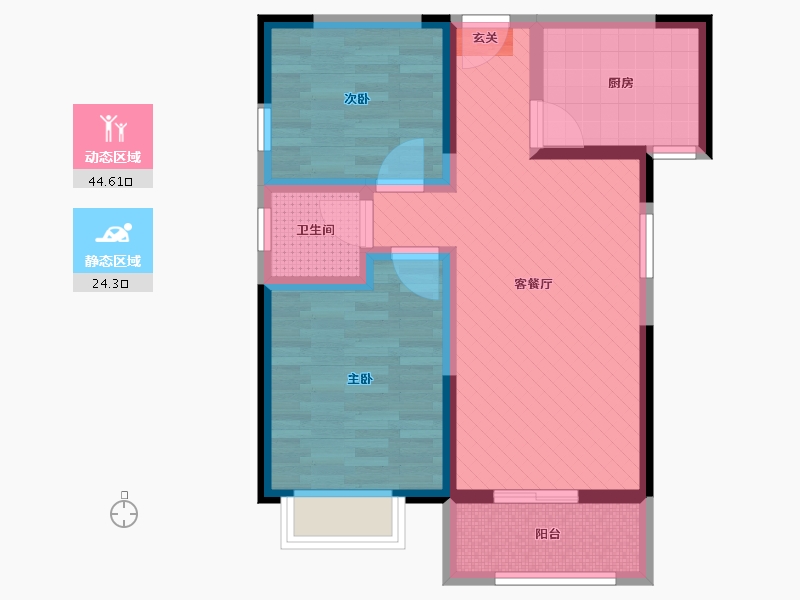 陕西省-西安市-亿润领城一期2栋-59.10-户型库-动静分区