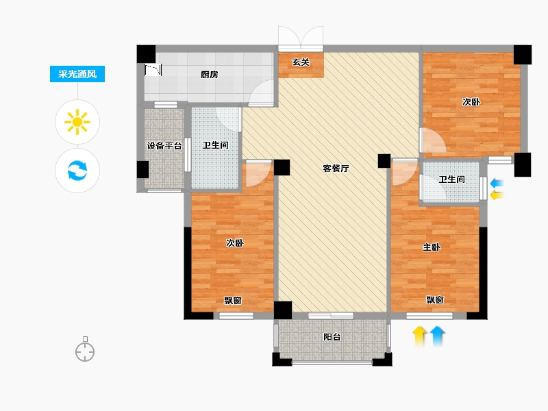 福建省-泉州市-科山欧景帝苑-100.00-户型库-采光通风