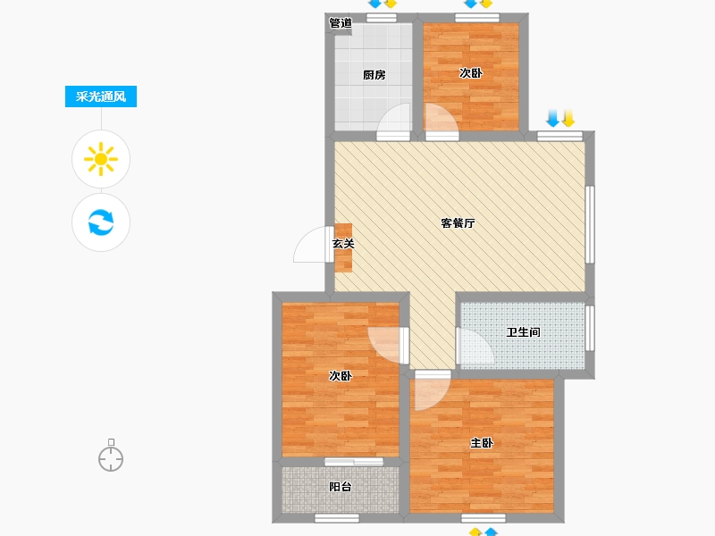 山东省-青岛市-万豪胶东首府-76.00-户型库-采光通风