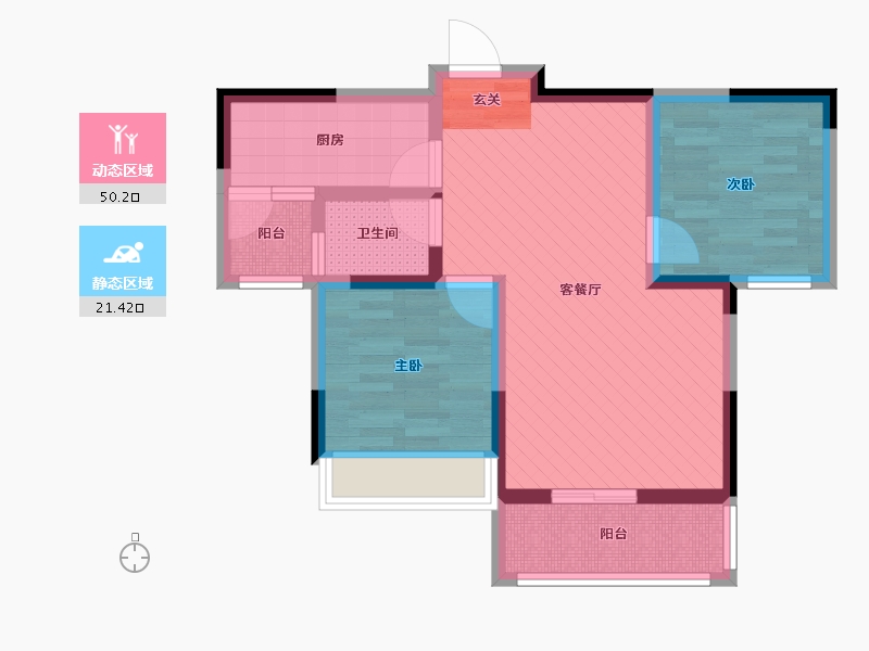 陕西省-汉中市-莲花府邸-61.32-户型库-动静分区