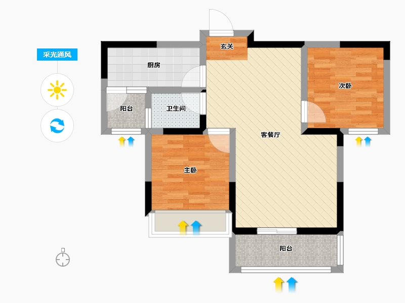 陕西省-汉中市-莲花府邸-61.32-户型库-采光通风