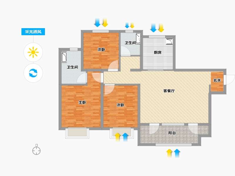 江苏省-无锡市-万科新著-115.00-户型库-采光通风