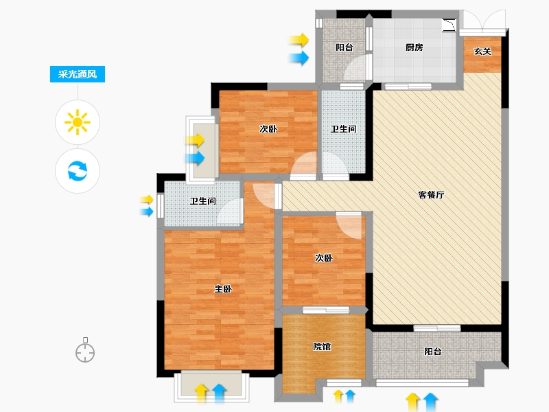 贵州省-黔南布依族苗族自治州-德能盛世黔城-103.89-户型库-采光通风