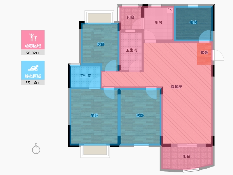 浙江省-嘉兴市-都谷花苑-106.73-户型库-动静分区