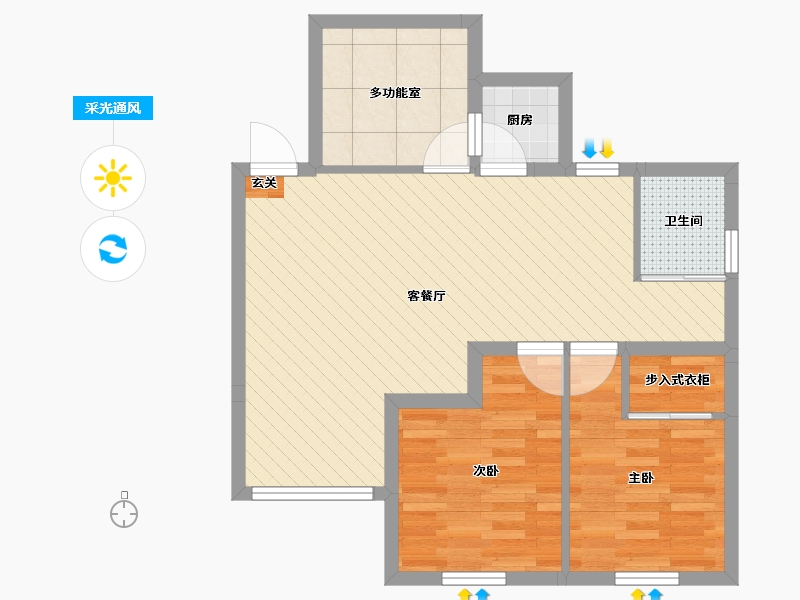 广东省-深圳市-半岛花园B区-6栋-64.23-户型库-采光通风