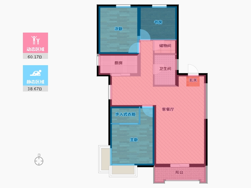 山西省-太原市-西中环街太化紫景天城-86.31-户型库-动静分区