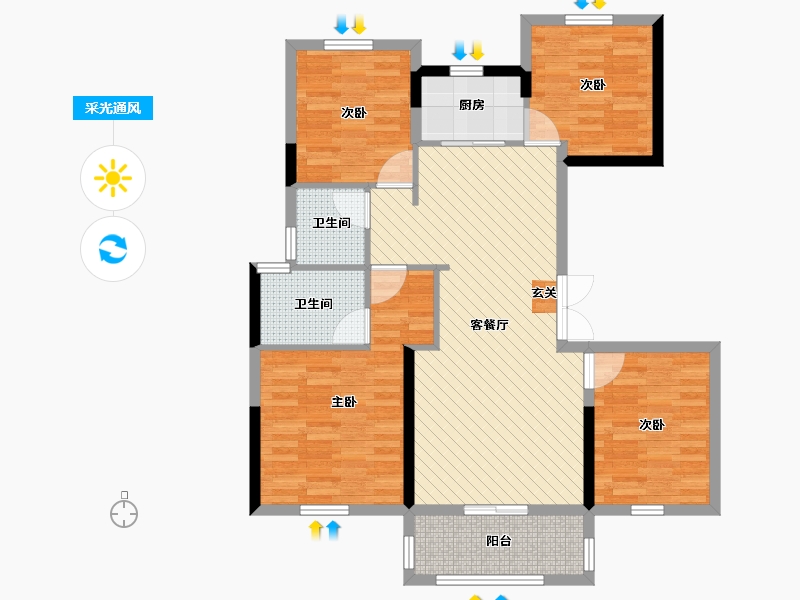 浙江省-温州市-首府壹号-93.60-户型库-采光通风