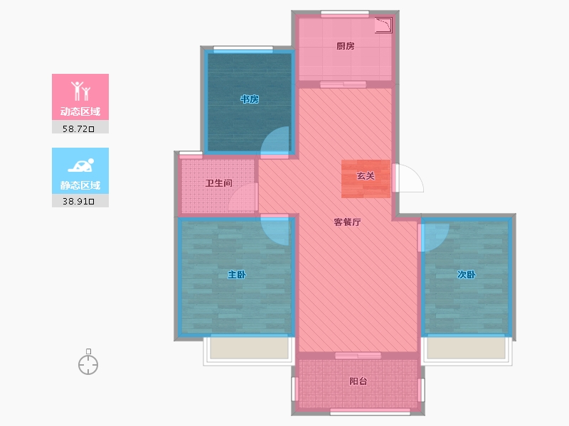 江苏省-徐州市-绿地高铁东南城-85.60-户型库-动静分区