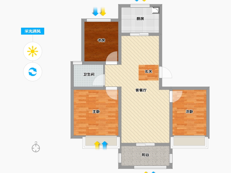 江苏省-徐州市-绿地高铁东南城-85.60-户型库-采光通风