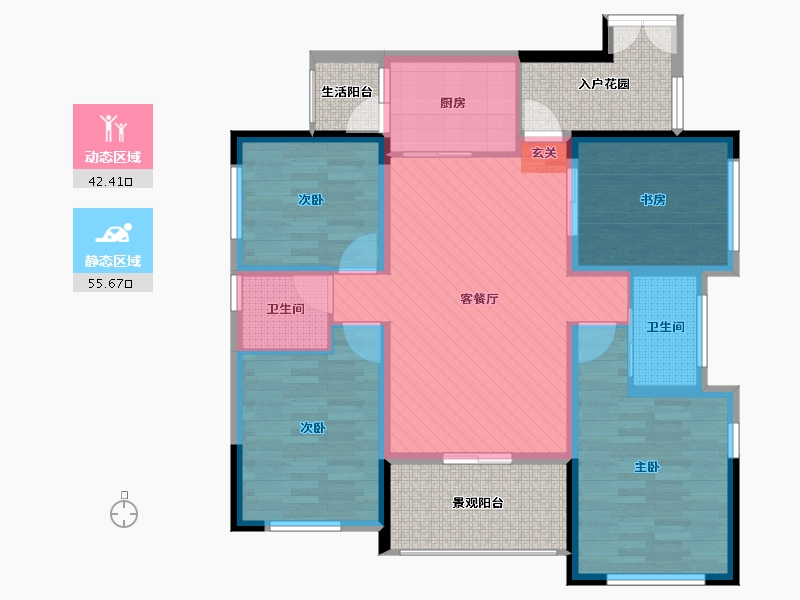 四川省-宜宾市-海翔光明春天-102.57-户型库-动静分区