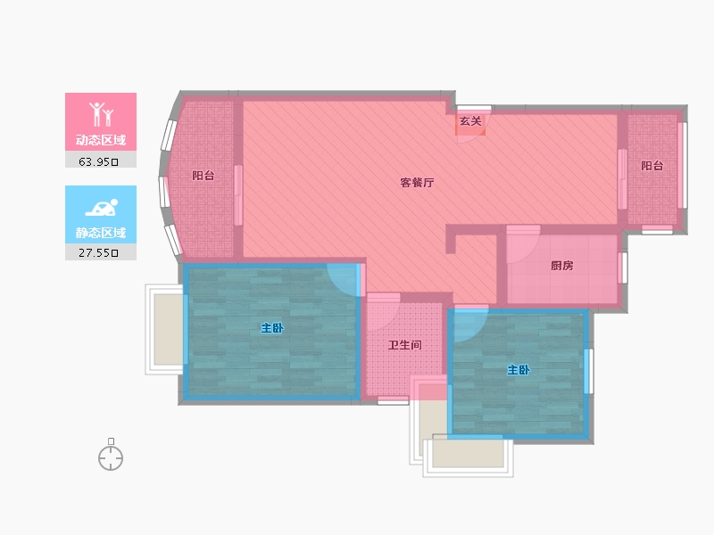 上海-上海市-陆家嘴花园二期-79.79-户型库-动静分区