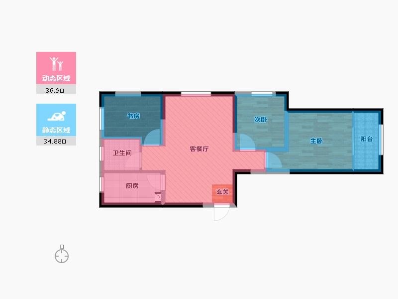 山东省-烟台市-龙泽华府(东区)-62.35-户型库-动静分区