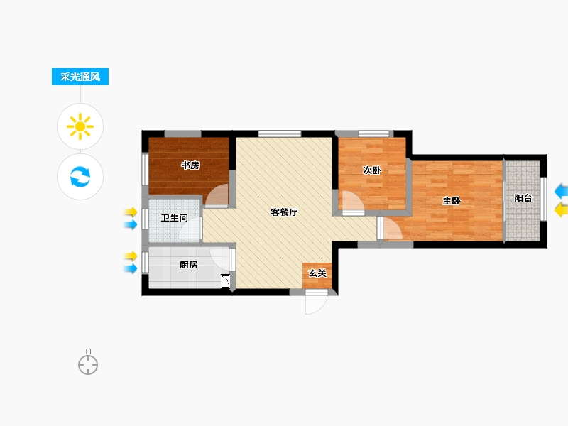 山东省-烟台市-龙泽华府(东区)-62.35-户型库-采光通风