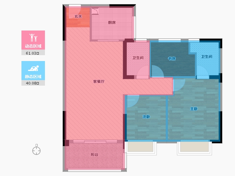 江苏省-苏州市-沙溪碧桂园珑庭-89.87-户型库-动静分区