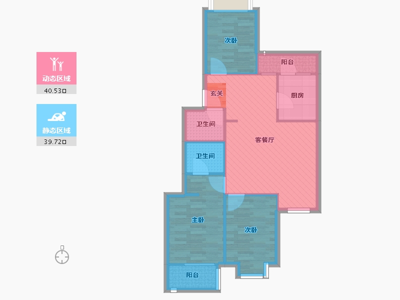 北京-北京市-小康东里-71.20-户型库-动静分区