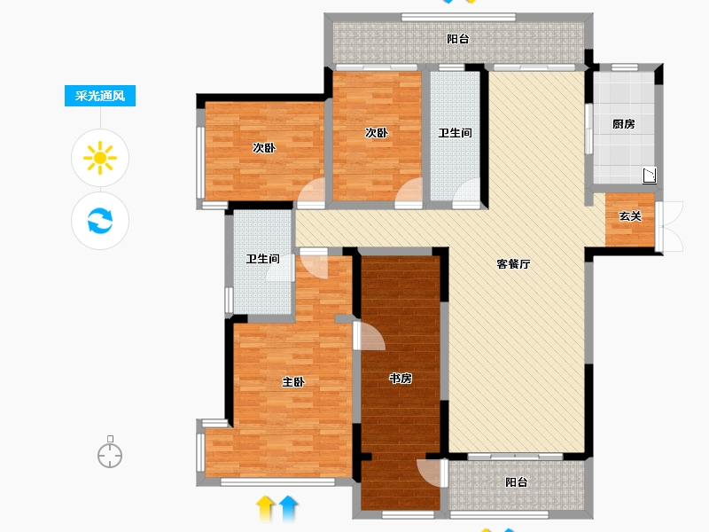 湖南省-长沙市-恩瑞御西湖-151.20-户型库-采光通风