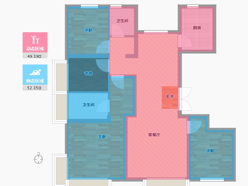 北京-北京市-北京城建龙樾西山位于长安街西延线南约300米-88.81-户型库-动静分区