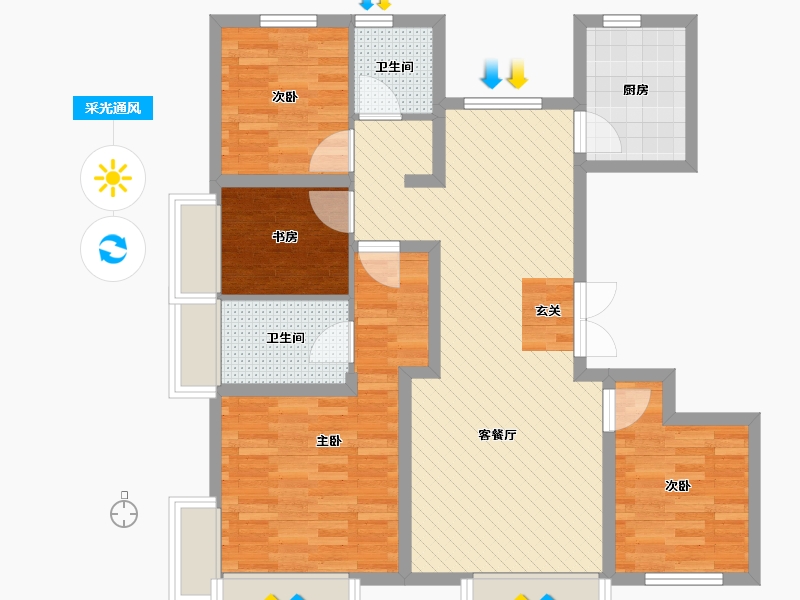 北京-北京市-北京城建龙樾西山位于长安街西延线南约300米-88.81-户型库-采光通风