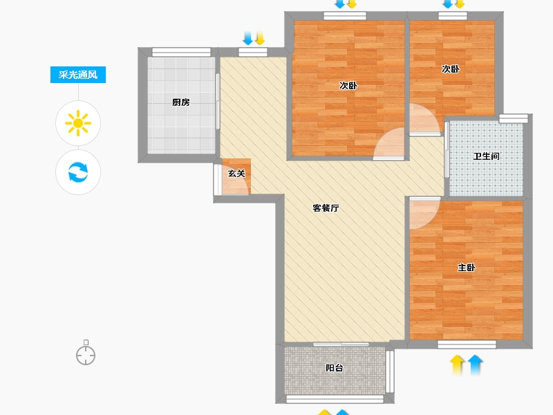 上海-上海市-惠益新苑北苑-68.45-户型库-采光通风