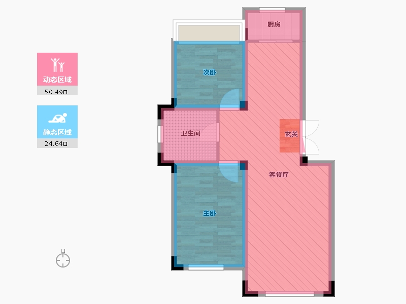 辽宁省-阜新市-祥宇玉品-66.40-户型库-动静分区