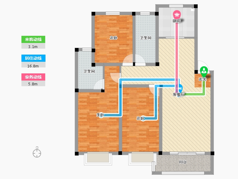 江苏省-扬州市-江苏油田石油山庄-110.90-户型库-动静线