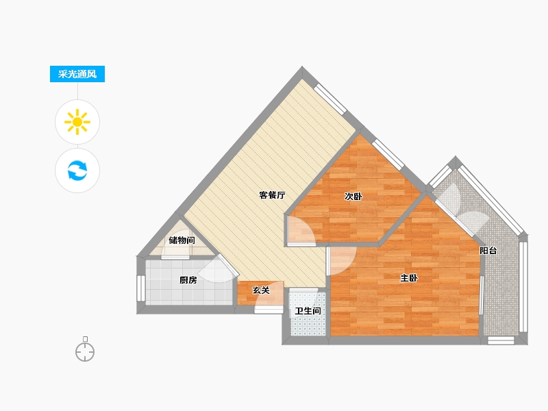 北京-北京市-慧忠里-49.97-户型库-采光通风