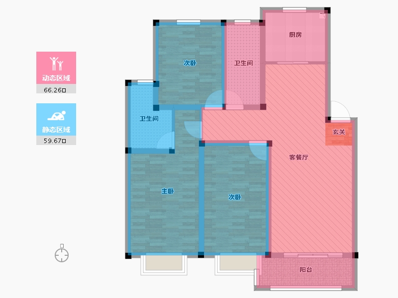 江苏省-扬州市-江苏油田石油山庄-110.90-户型库-动静分区