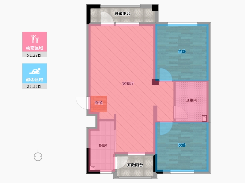 辽宁省-盘锦市-海泉湾霞光府-77.07-户型库-动静分区