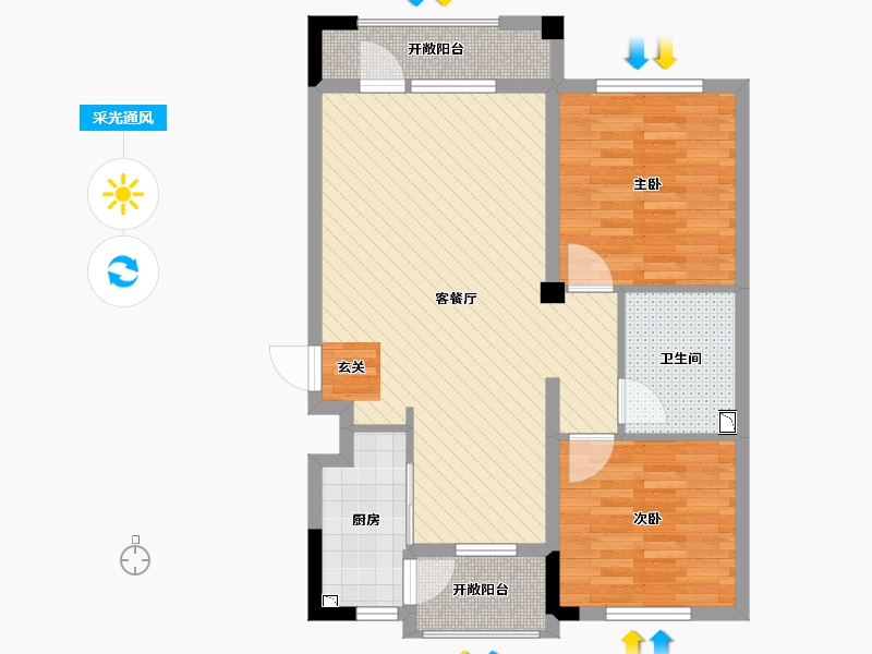 辽宁省-盘锦市-海泉湾霞光府-77.07-户型库-采光通风