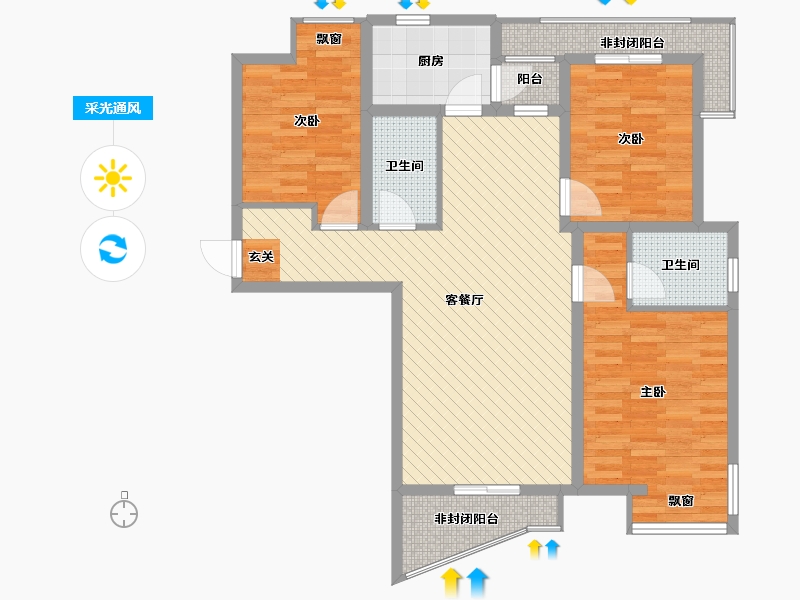 陕西省-西安市-中新浐灞半岛碧水澜庭-97.80-户型库-采光通风