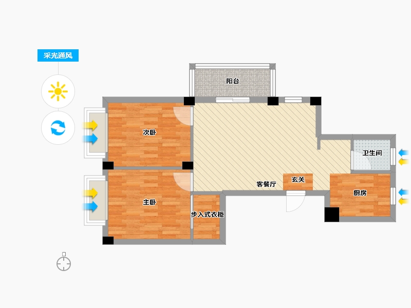 浙江省-宁波市-梅林苑-62.35-户型库-采光通风