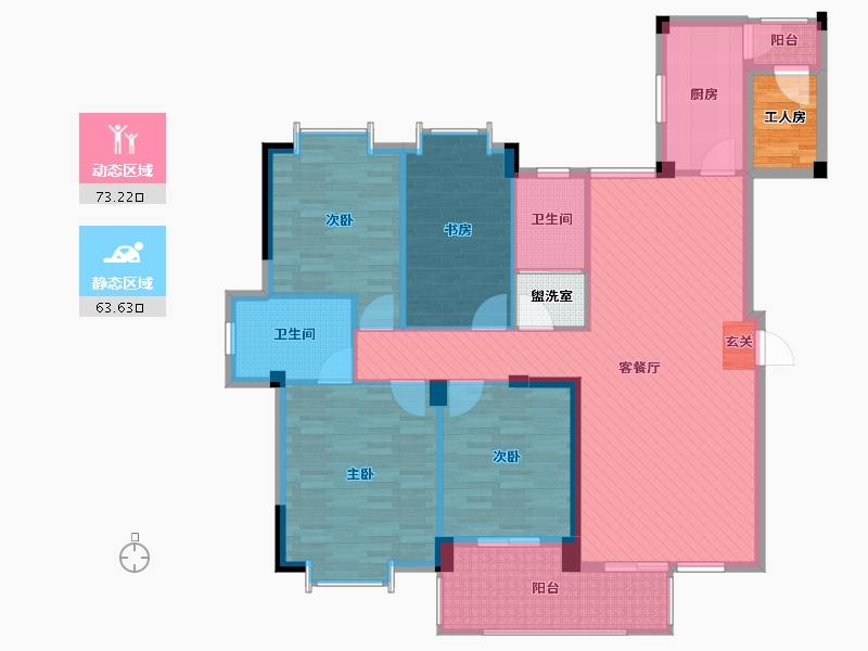 河北省-沧州市-富丽花园小区-129.35-户型库-动静分区