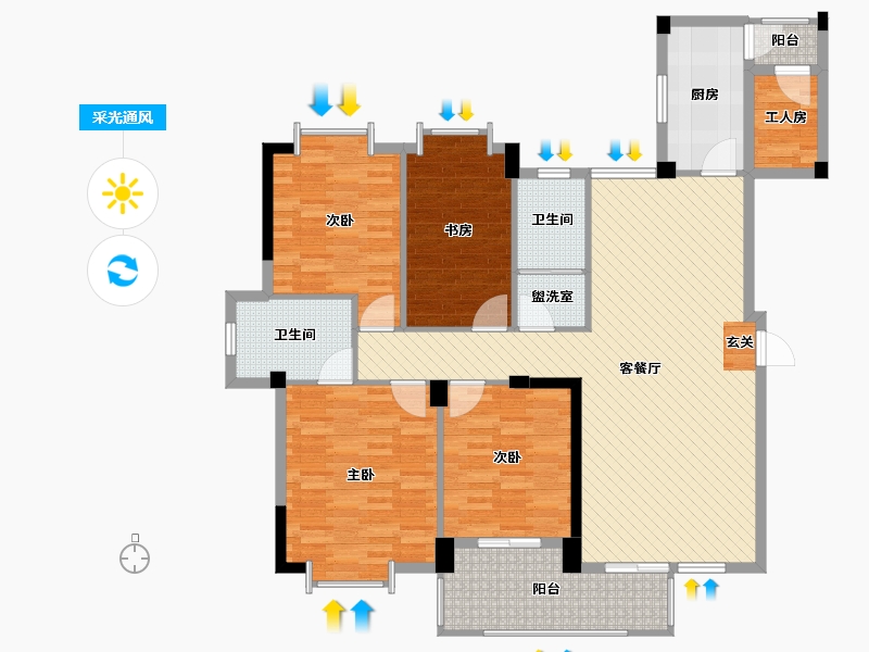 河北省-沧州市-富丽花园小区-129.35-户型库-采光通风