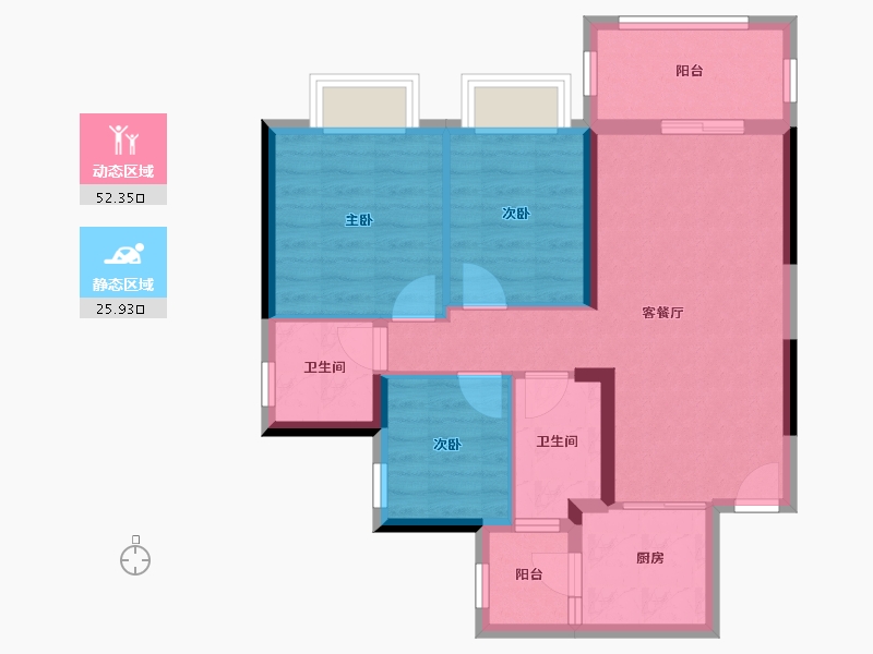 广东省-中山市-锦绣国际花城-69.29-户型库-动静分区