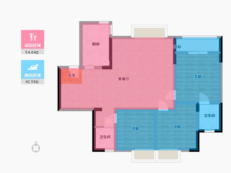 陕西省-安康市-汉江国际-86.98-户型库-动静分区