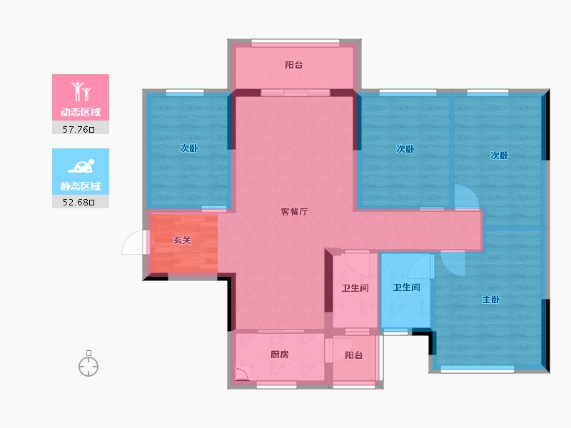 四川省-成都市-龙光玖龙府-98.74-户型库-动静分区