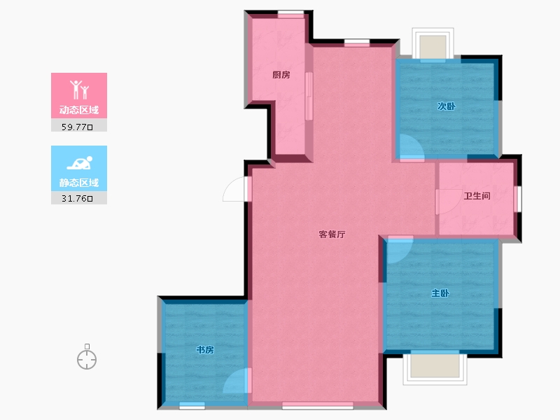 辽宁省-盘锦市-辽河左岸-81.84-户型库-动静分区