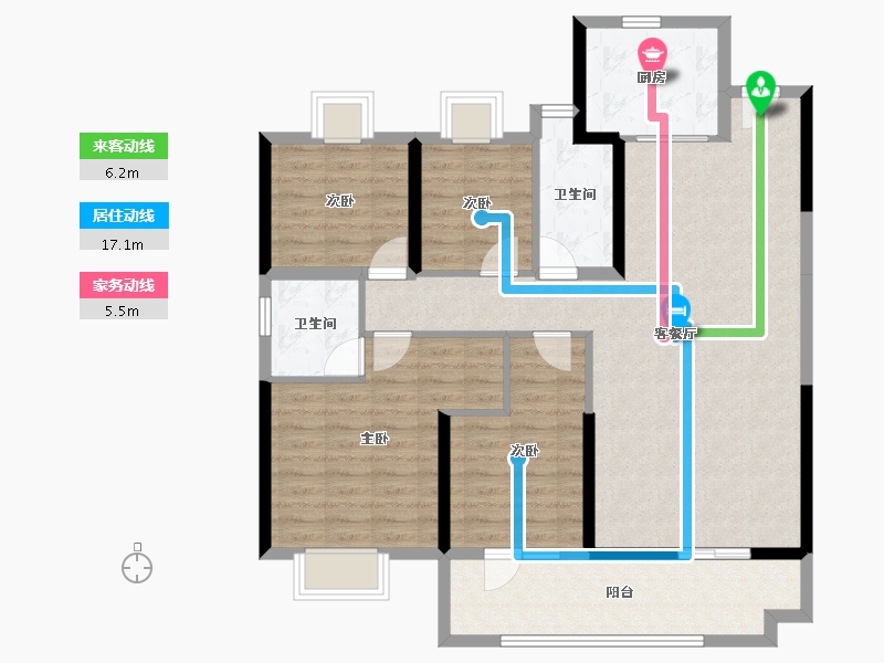 湖北省-孝感市-碧桂园中央公园-106.36-户型库-动静线