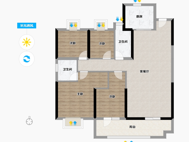 湖北省-孝感市-碧桂园中央公园-106.36-户型库-采光通风