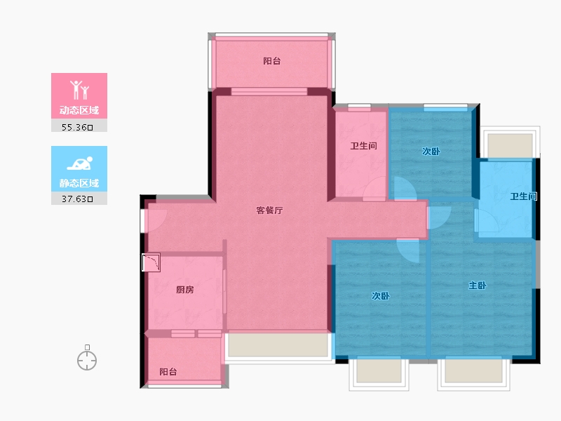 广东省-广州市-越秀保利爱特城-83.00-户型库-动静分区