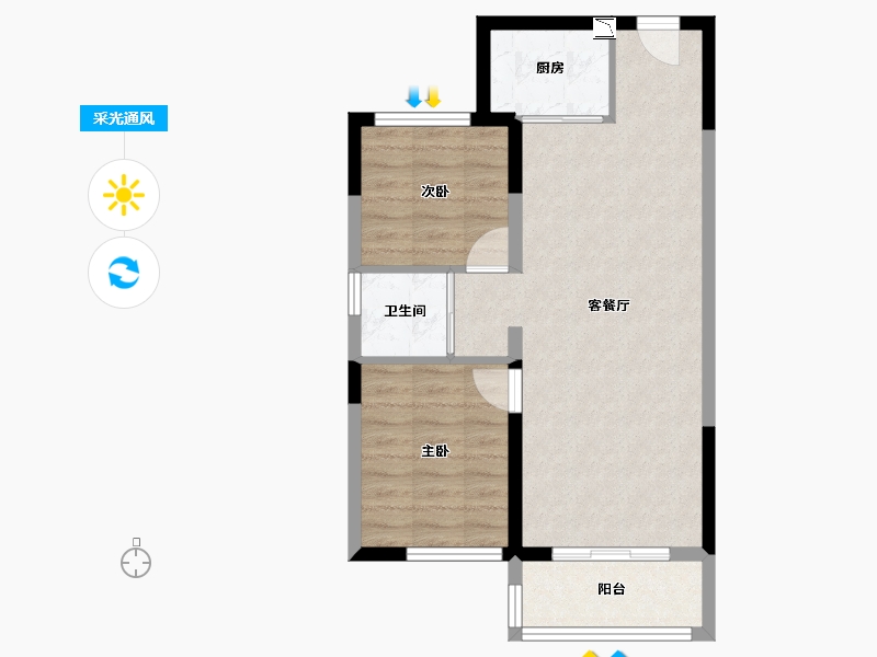 河北省-沧州市-沧州碧桂园江山樾-59.62-户型库-采光通风