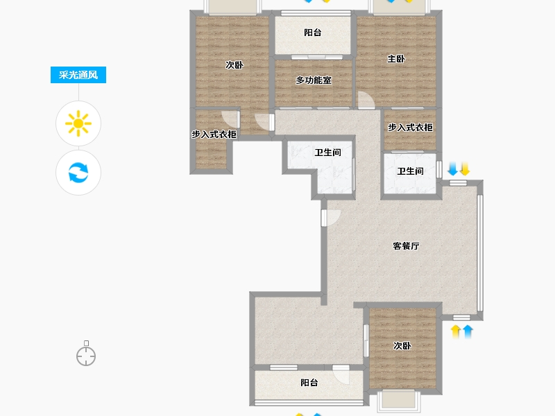 浙江省-宁波市-南苑国际-144.36-户型库-采光通风