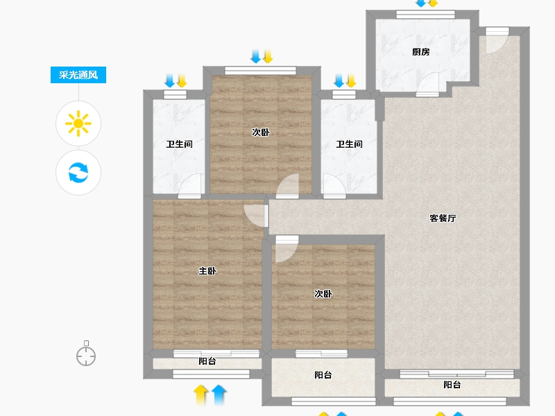 江苏省-苏州市-中骏天荟-87.99-户型库-采光通风