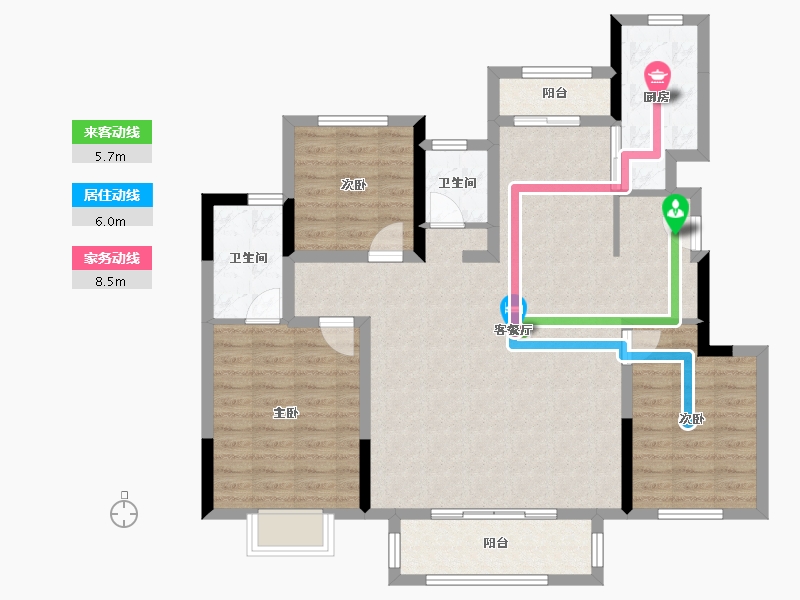 四川省-成都市-金樾府邸-104.36-户型库-动静线