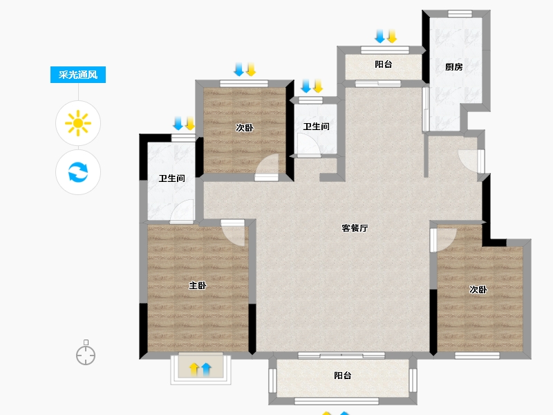 四川省-成都市-金樾府邸-104.36-户型库-采光通风