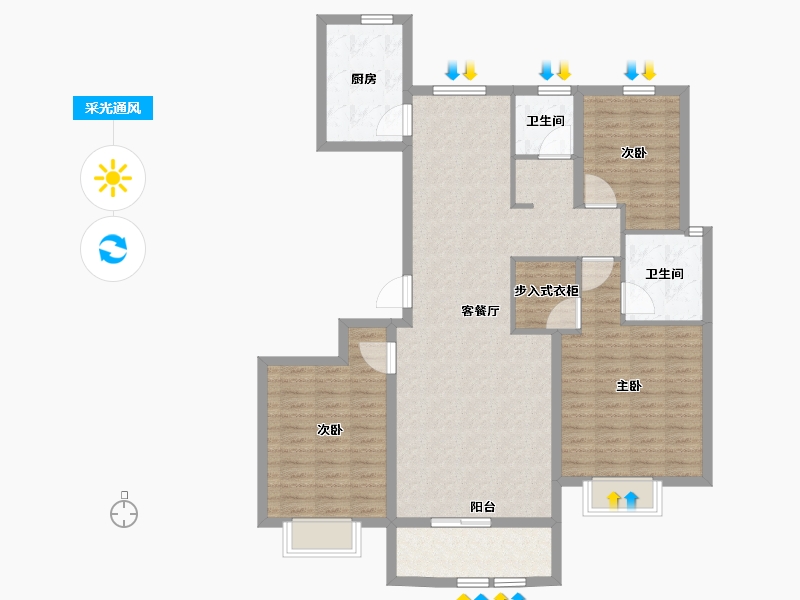 山东省-济宁市-天安芝兰公馆-111.00-户型库-采光通风