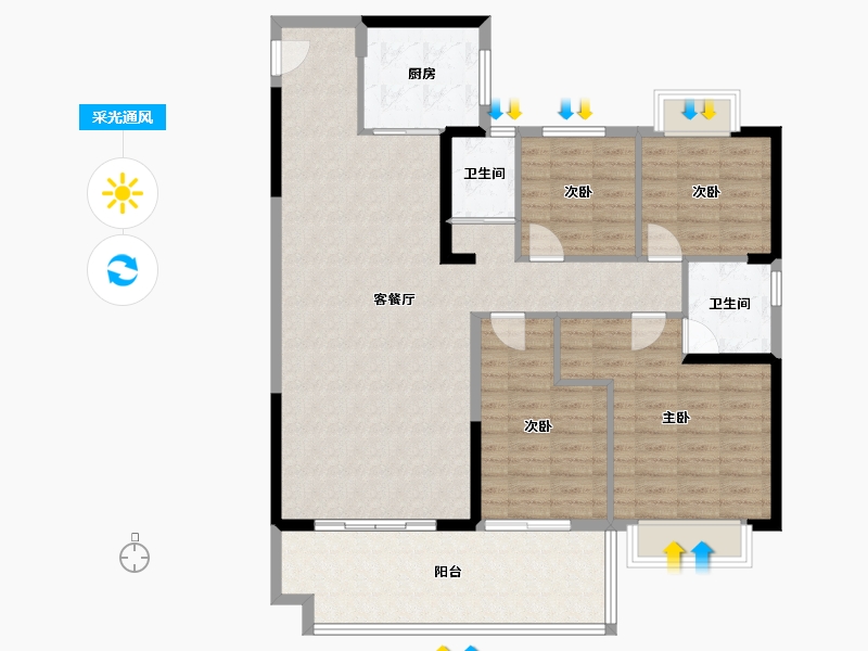 湖南省-邵阳市-碧桂园宝庆府-120.45-户型库-采光通风