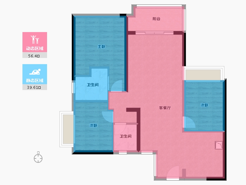 广东省-珠海市-华发悦海湾-85.96-户型库-动静分区