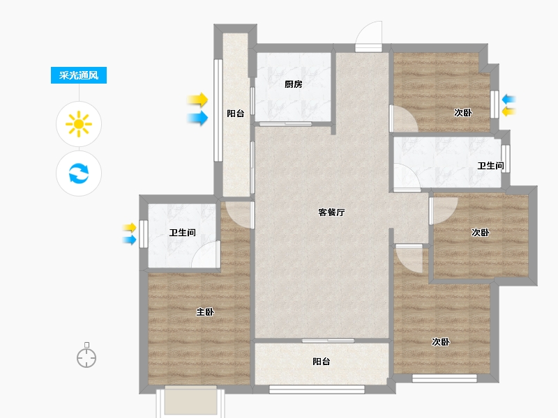 广东省-湛江市-万和城十单元605-84.20-户型库-采光通风